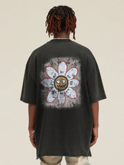 T-shirt imprimé vintage Street Retro Washed Old Fun