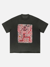 T-shirt imprimé vintage Street Retro Washed Old Fun