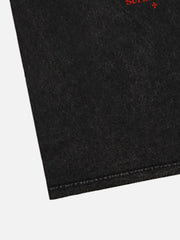 T-shirt vintage délavé à imprimé foncé