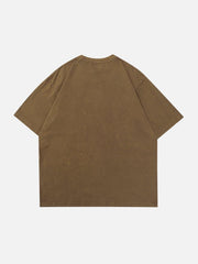 T-shirt imprimé vintage délavé et vieilli