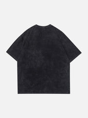 T-shirt imprimé vintage délavé et vieilli