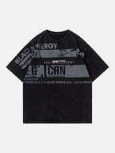 T-shirt vintage délavé à imprimé lettres