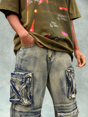 Salopette en jean multifonction délavée vintage - 1967