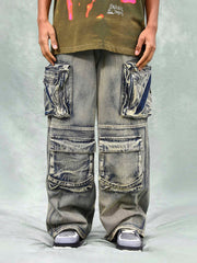 Salopette en jean multifonction délavée vintage - 1967