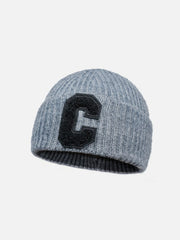 Warm Curled "C" Letter Knitted Hat