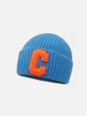 Warm Curled "C" Letter Knitted Hat