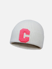 Warm Curled "C" Letter Knitted Hat
