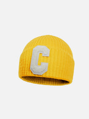Warm Curled "C" Letter Knitted Hat