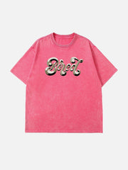 T-shirt imprimé alphabet délavé