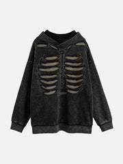 Washed And Aged Hooded Sweatshirt  - 1674