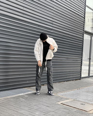 Washed And Distressed Multi-pocket Jeans - 1698