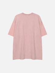 T-shirt brodé avec lettres appliquées délavées