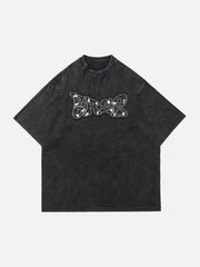 T-shirt brodé appliqué délavé