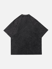 T-shirt brodé appliqué délavé