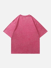 Washed Butterfly Letter Print Tee
