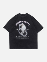 Washed Cat Print Tee