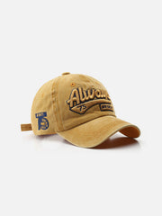 Washed Embroidered Letter Baseball Cap