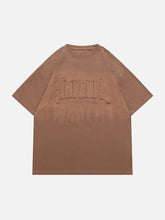 T-shirt brodé 3D dégradé délavé