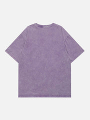 Washed Irregular Letter Print Tee