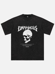 T-shirt imprimé tête de mort délavé
