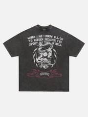 T-shirt ample style hip-hop rétro West Coast avec motif squelette foncé