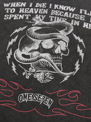 T-shirt ample style hip-hop rétro West Coast avec motif squelette foncé