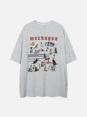 Weißes T-Shirt mit Direkteinspritzung und Haustier-Print