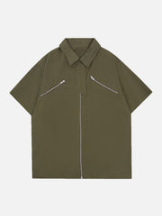 T-shirt patchwork zippé