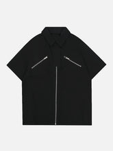 Patchwork-T-Shirt mit Reißverschluss