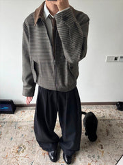 Plaid Polo Stitching Winter Coat