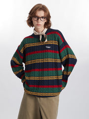 Pull patchwork à rayures vintage