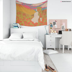 Tapisserie rétro de champs de coquelicots