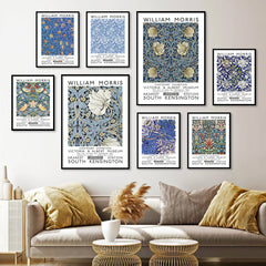 WM Blue Floral Art Canvas Posters