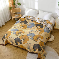 Multicolor Ginkgo Leaf Cotton Reversible Quilt