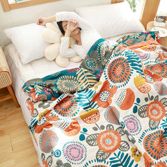 Orange Cartoon Flower Pattern Cotton Quilt