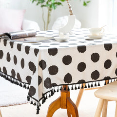 B&W Polka Dot Tablecloth
