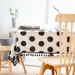 B&W Polka Dot Tablecloth