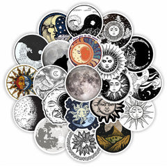 Monochromes Sonne & Mond Stickerpaket