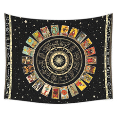 Schwarze Tarotkarten Mandala Wandbehang