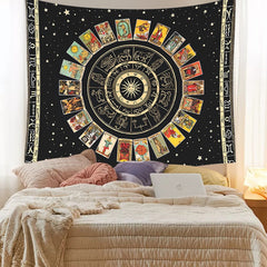 Schwarze Tarotkarten Mandala Wandbehang