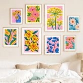 Affiches florales sur toile à l'aquarelle lumineuse