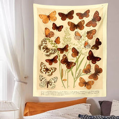 Butterflies Species Botanical Tapestry