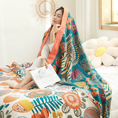 Orange Cartoon Flower Pattern Cotton Quilt