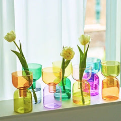 Vase en verre bicolore