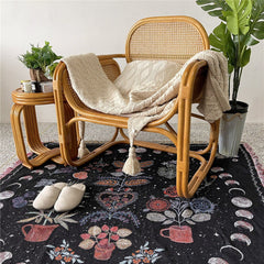 Floral Moon Phases Woven Throw Blanket
