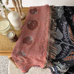 Floral Moon Phases Woven Throw Blanket