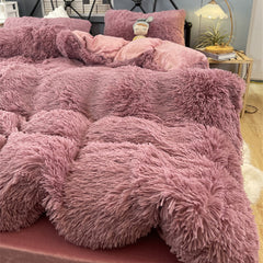 Winter Thickened Mink Velvet Bed Four Piece Set by LSI