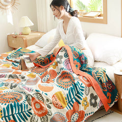 Orange Cartoon Flower Pattern Cotton Quilt