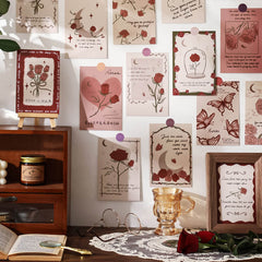 Cartes postales murales vintage avec roses