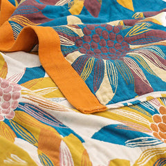 Yellow Flower Print Cotton Reversible Quilt